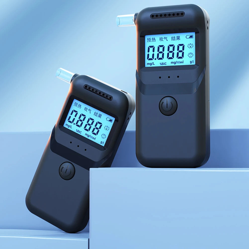 Digital Alcohol Breath Tester Accurate LCD Display Handheld Alcohol Analyzer with 5 Mouthpieces for Personal & Professional Use