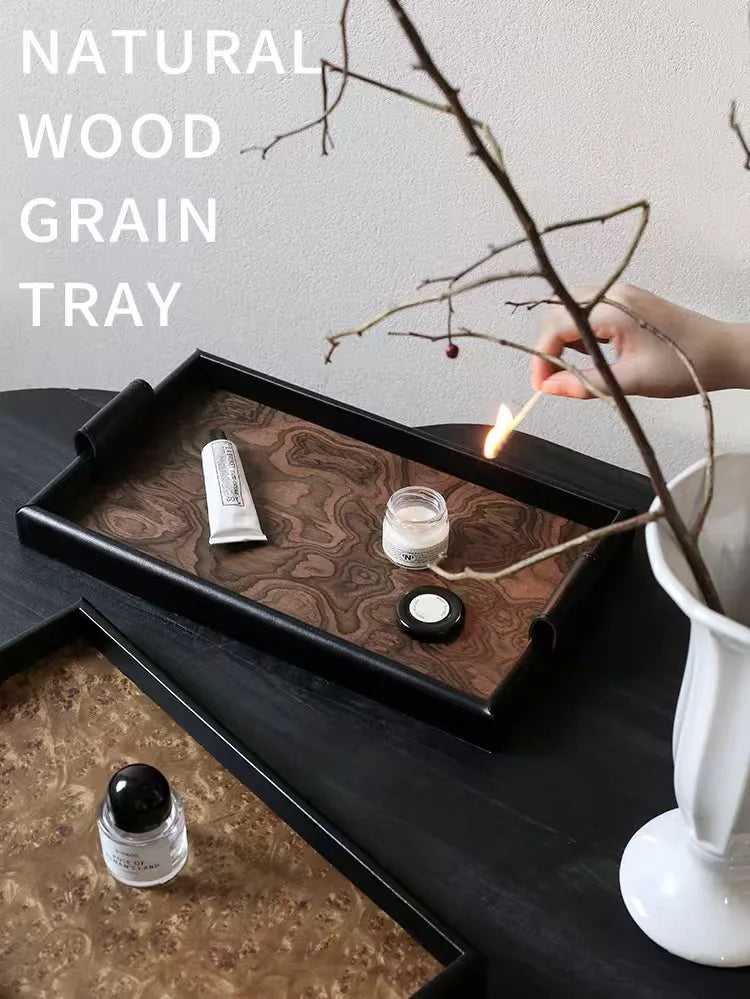 Retro Volcano Pattern Hotel Style Luxury Tea Tray for Home Use - High-end Storage Tray for Living Room Desktop - Elegant Storage