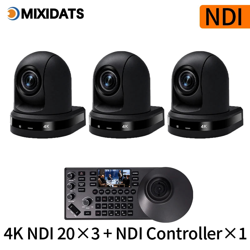 4K NDI PTZ Camera 1-10pcs 20X Zoom Video Conference Camera for Church Business Meeting Optional 1 Controller Keyboard Kit