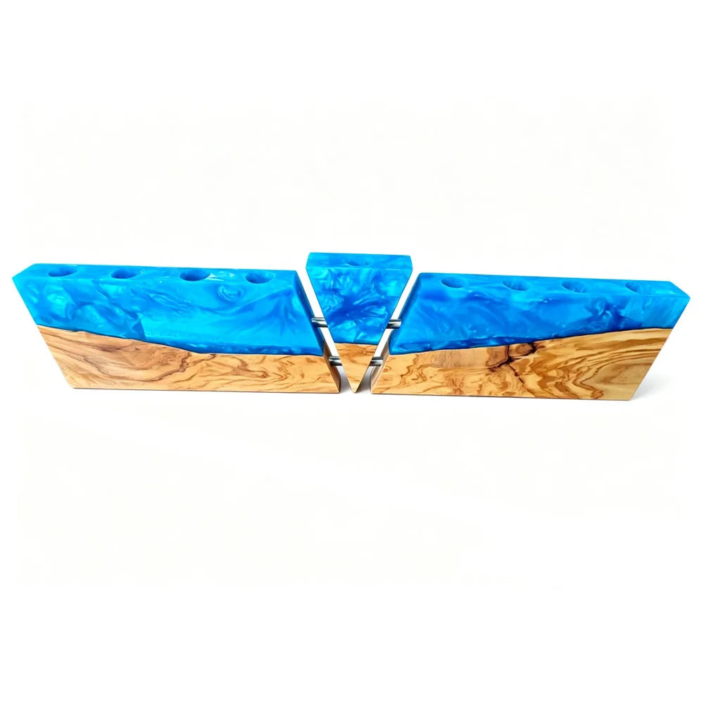 Olive Wood Epoxy Resin Chanukah Menorah Oil Cup Candle Holder Hanukkah Judaica Gift for Religious Celebration Hanukkah Shabbat
