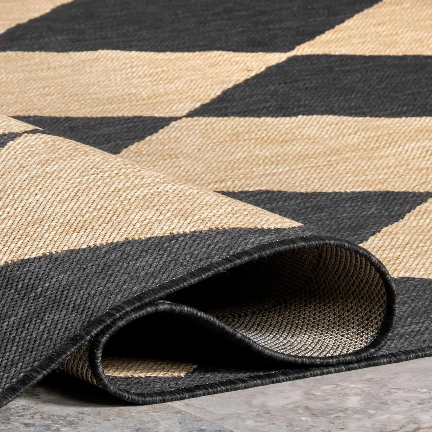 Dark Grey 6ft7in Square Stain Resistant Indoor Outdoor Patio Deck Garden Area Rug, Customized