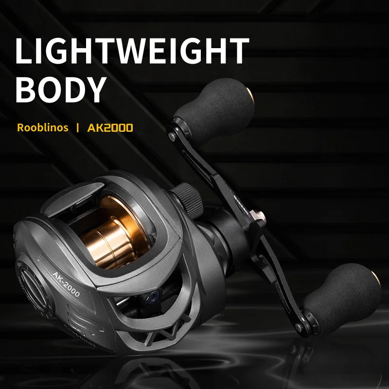 ROOBLINOS AK2000 Baitcasting Reel 7.2:1 High Speed Gear Ratio Aluminum Spool Smooth Powerful Fishing Wheel for Freshwater Saltwa