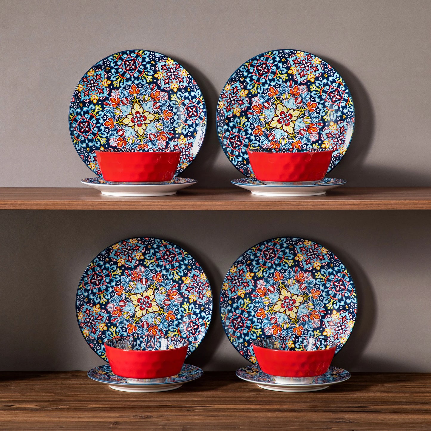 vancasso 12/24 Piece New Bohemian Ceramic Dinnerware Plates Porcelain Plates Dinner Set with 4pcs Dinner Plate/Dessert/Bowl