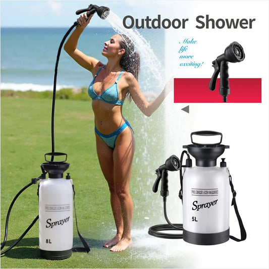 Outdoor Camping Portable Shower - Surf Rinse Kit - Beach Shower Pump - Manual Air