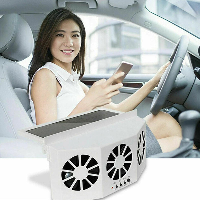 Summer solar-powered dual-fan car window windshield car ventilation outlet ventilation cooling air conditioning exhaust