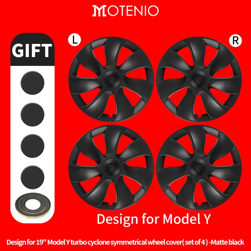 4PCS Design for TESLA Model Y 2020-2024 Vehicle Full Coverage Blade Wheel Cover Cap 19 Inches Hubcaps  Automobile Accessories