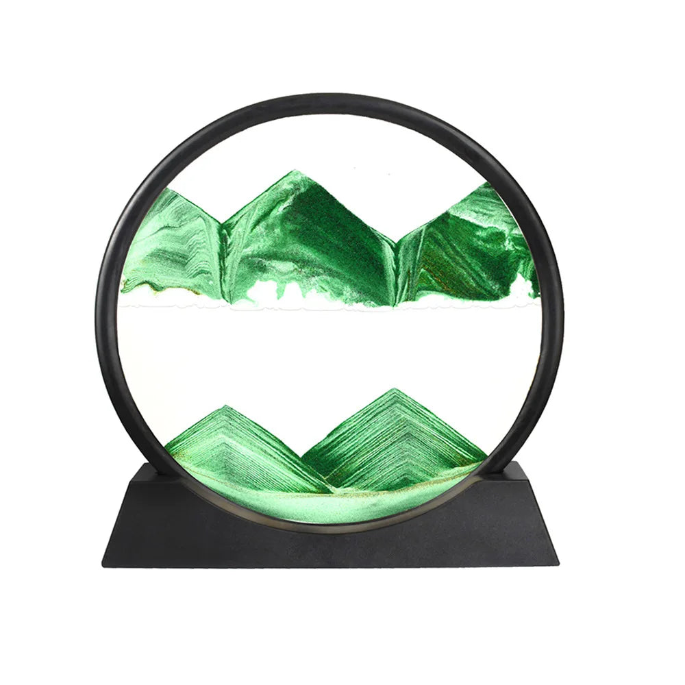 7/12inch Moving 3D Sand Art Picture Round Glass Hourglass Deep Sea Sandscape In Motion Display Flowing Sand Frame For home Decor
