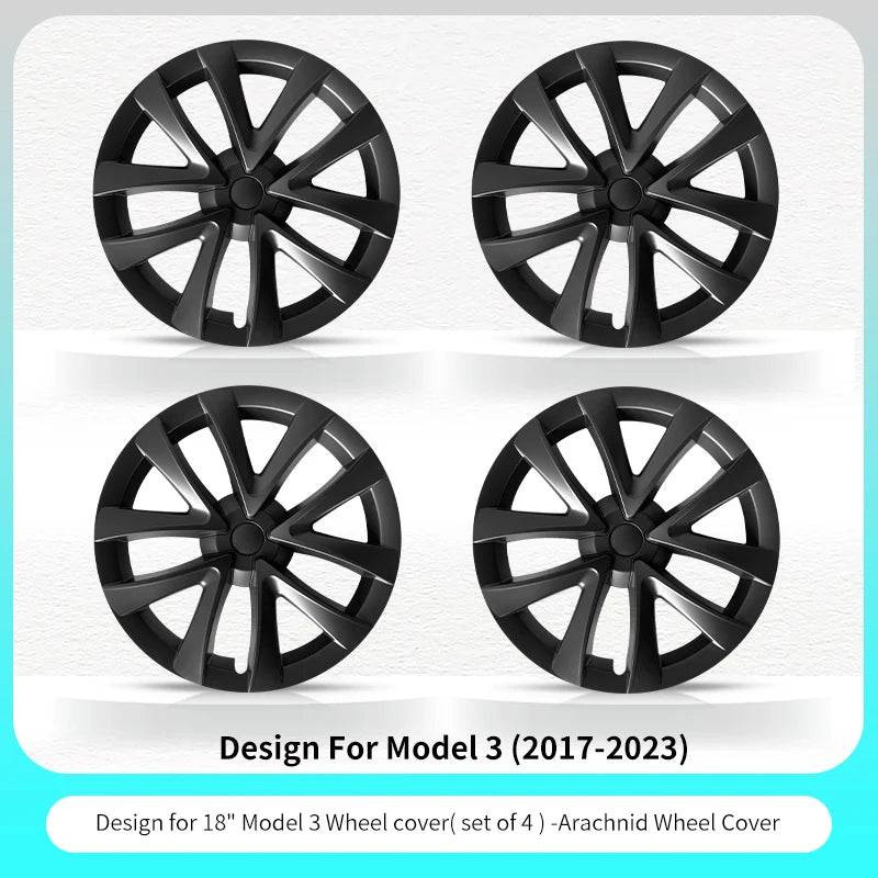 4PCS 18 Inch HubCap for Tesla Model 3 2017-2023 Arachnid Style Automobile Hubcap Replacement Wheels Cover Full Rim Accessorie