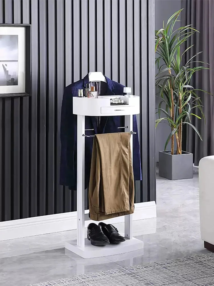 Wood Suit Rack, Freestanding Clothing Valet Stand Clothes Valet Suit Racks Mens Compact Wooden Clothing Valets Stand Rack Organi