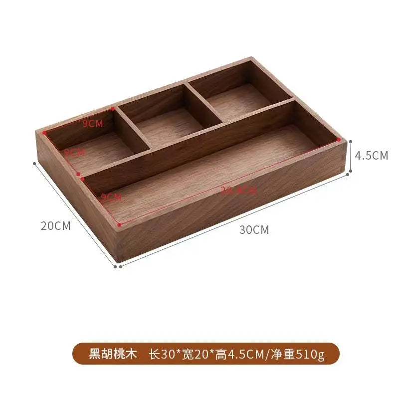Black Walnut Wood Storage Box Chinese Tea Table Living Room Office Desktop Key Jewelry Solid Wood Tea Set Storage Box