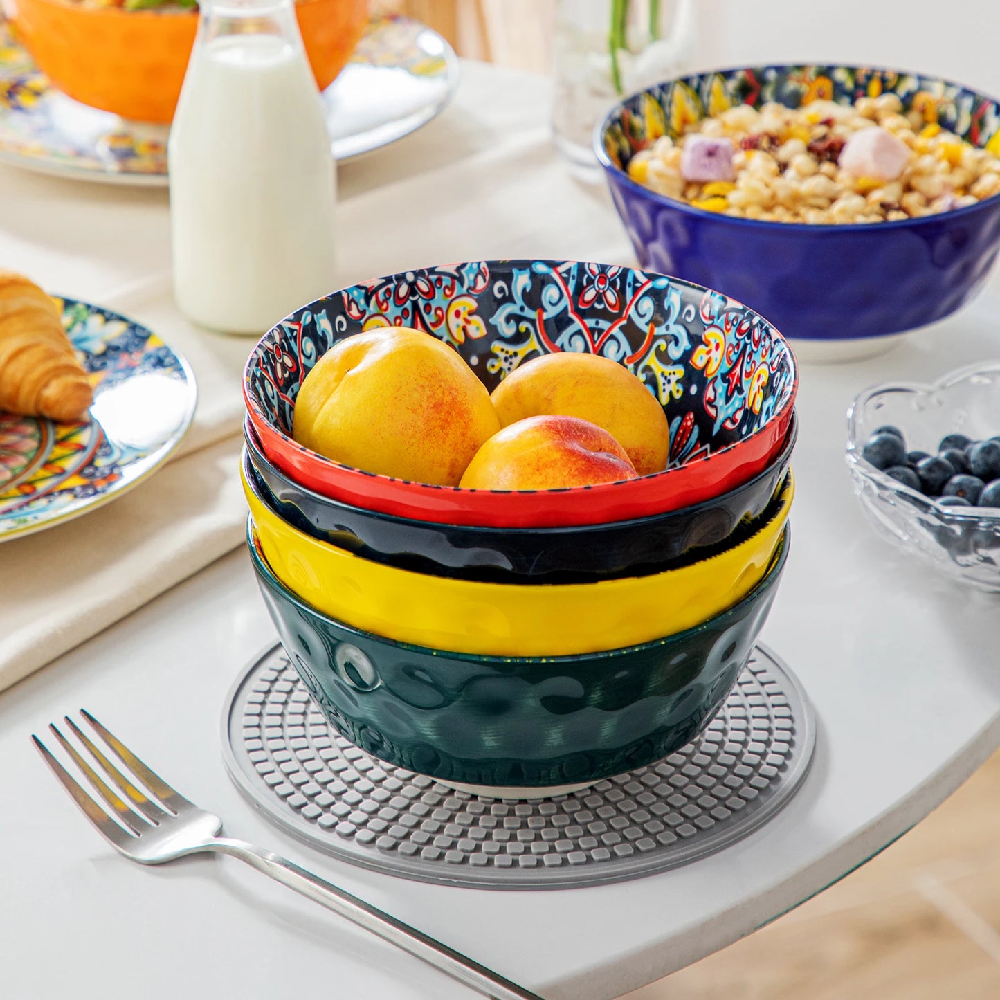 Vancasso 12/16/18/24 Piece Ceramic Dinnerware Set Stoneware Bohemian Style with Dinner/Dessert Plate/Cereal/Pasta Bowl For 6