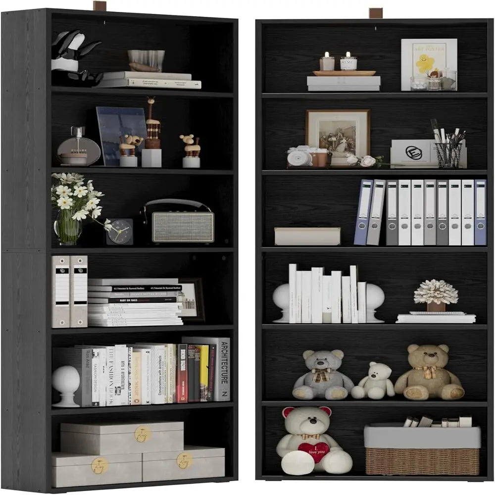 IRONCK 6-Tier Bookcase Set of 2, 70" Height Floor Standing Display Storage Shelves for Home, Office, Living Room, Bedroom