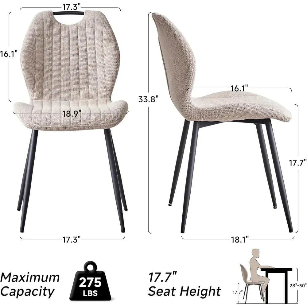 Set Of 4 Upholstered Wingback Dining Chairs Modern Fabric
