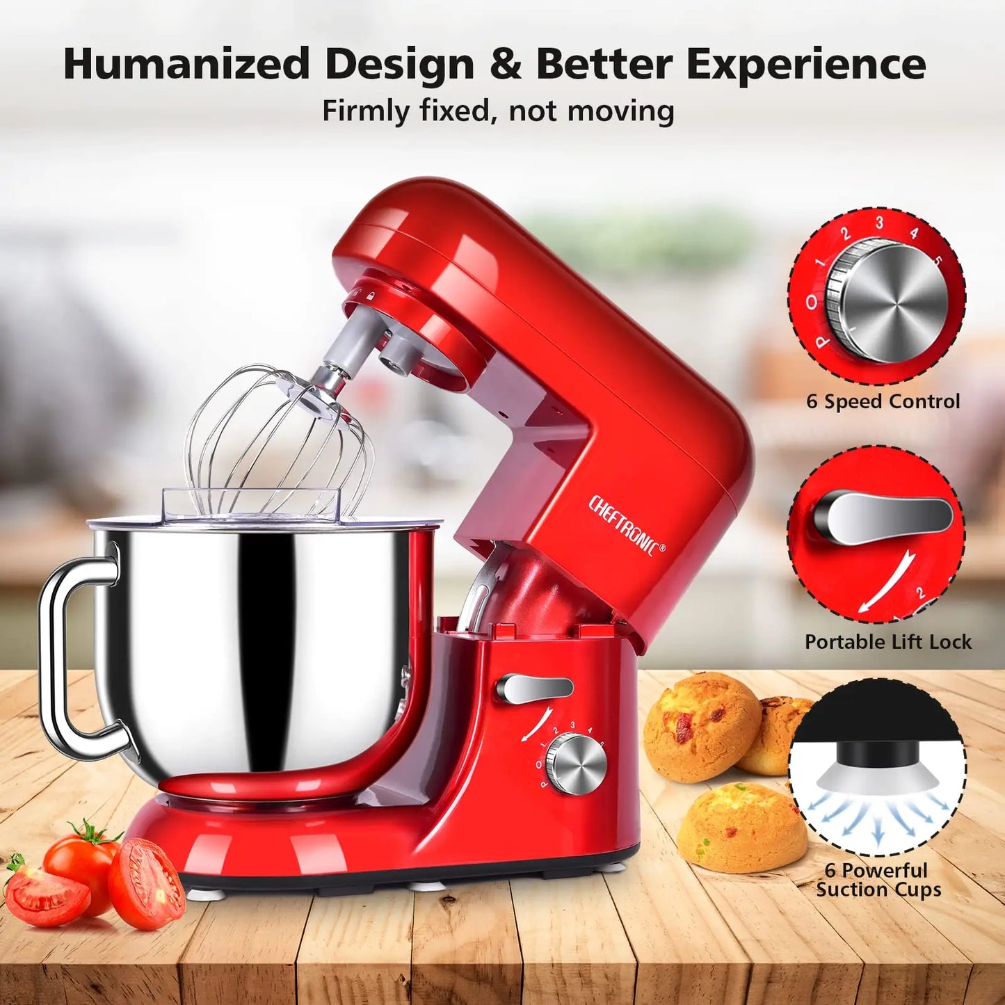 Cheftronic Stand Mixer With Tilt Head And Attachments