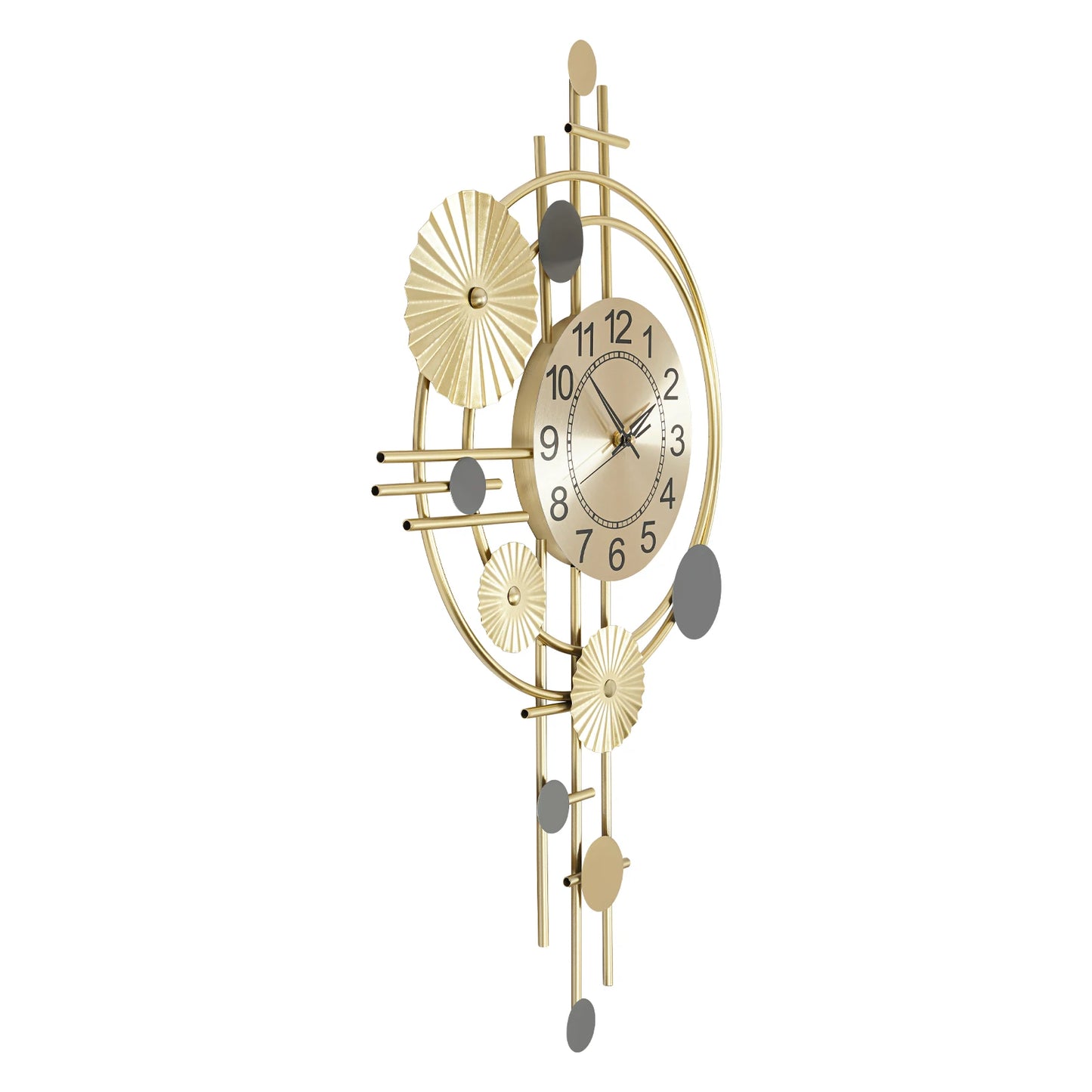 45x78cm Decorative Art Wall Clock Silent Non Ticking for Living Room Bedroom Kitchen Office Indoor Decor Modern Gold