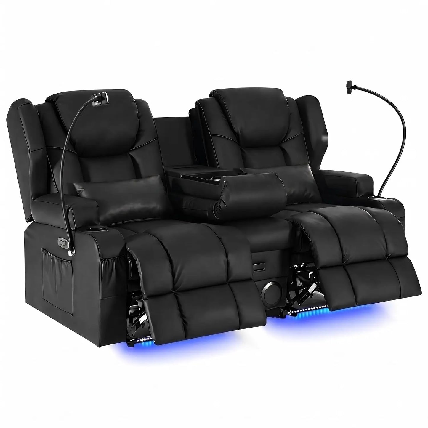 Power Recliner Loveseat for Living Room, Loveseat Sofa with Center Console, USB Type-C Port, PU Leather Chair with, Customized