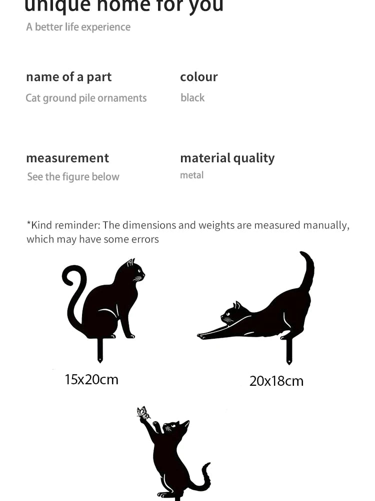 Cat Ground Stake Ornament Ground Plug Outdoor Garden Balcony Art Decoration Metal Crafts