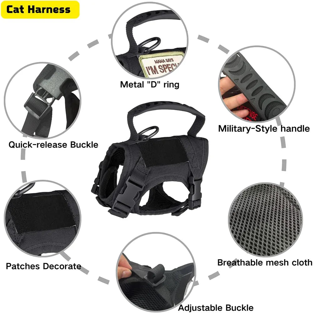 Adjustable Tactical Pet Harness With Breathable Mesh Vest