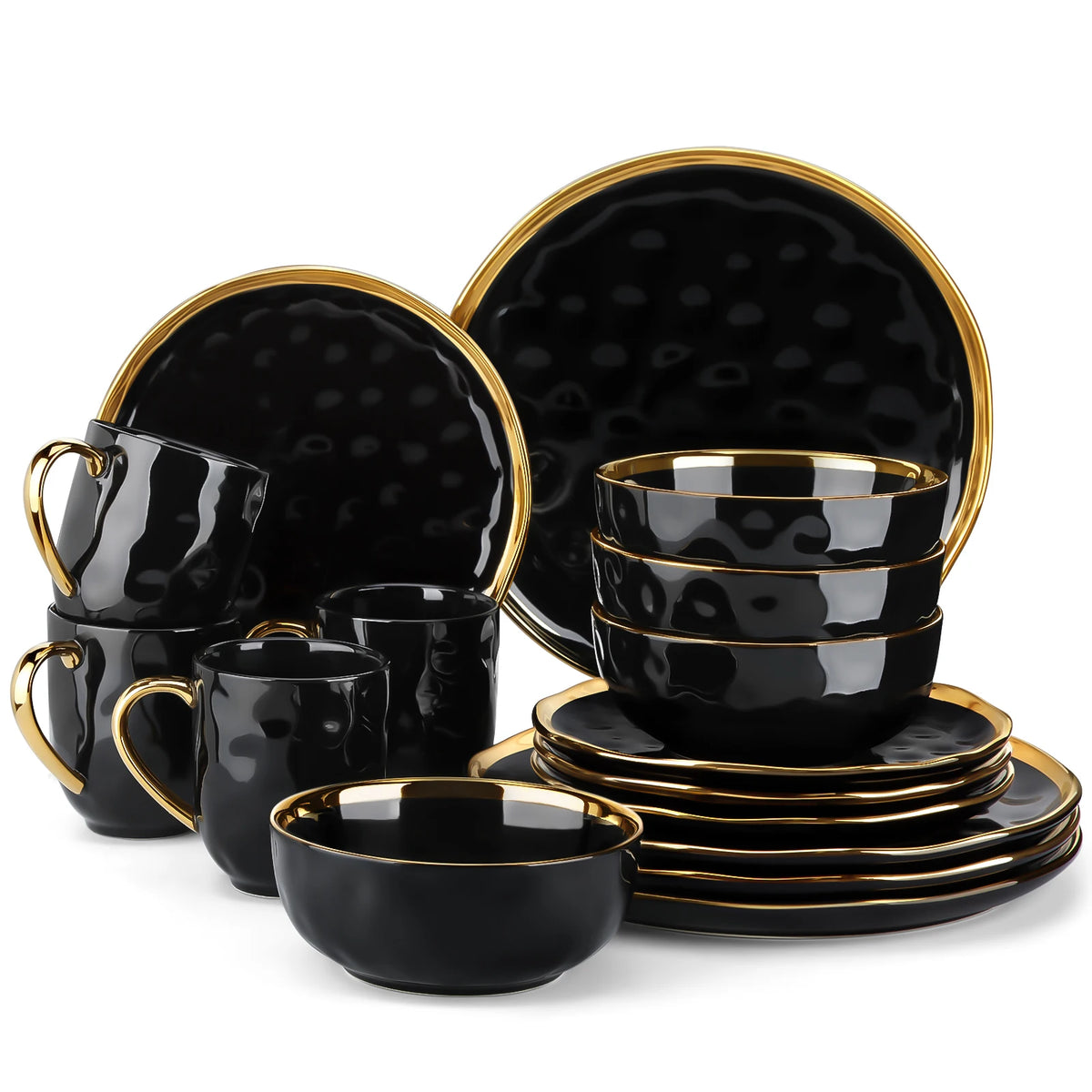 Premium Ceramic Dinnerware Set With Contemporary Decorative Rim Design