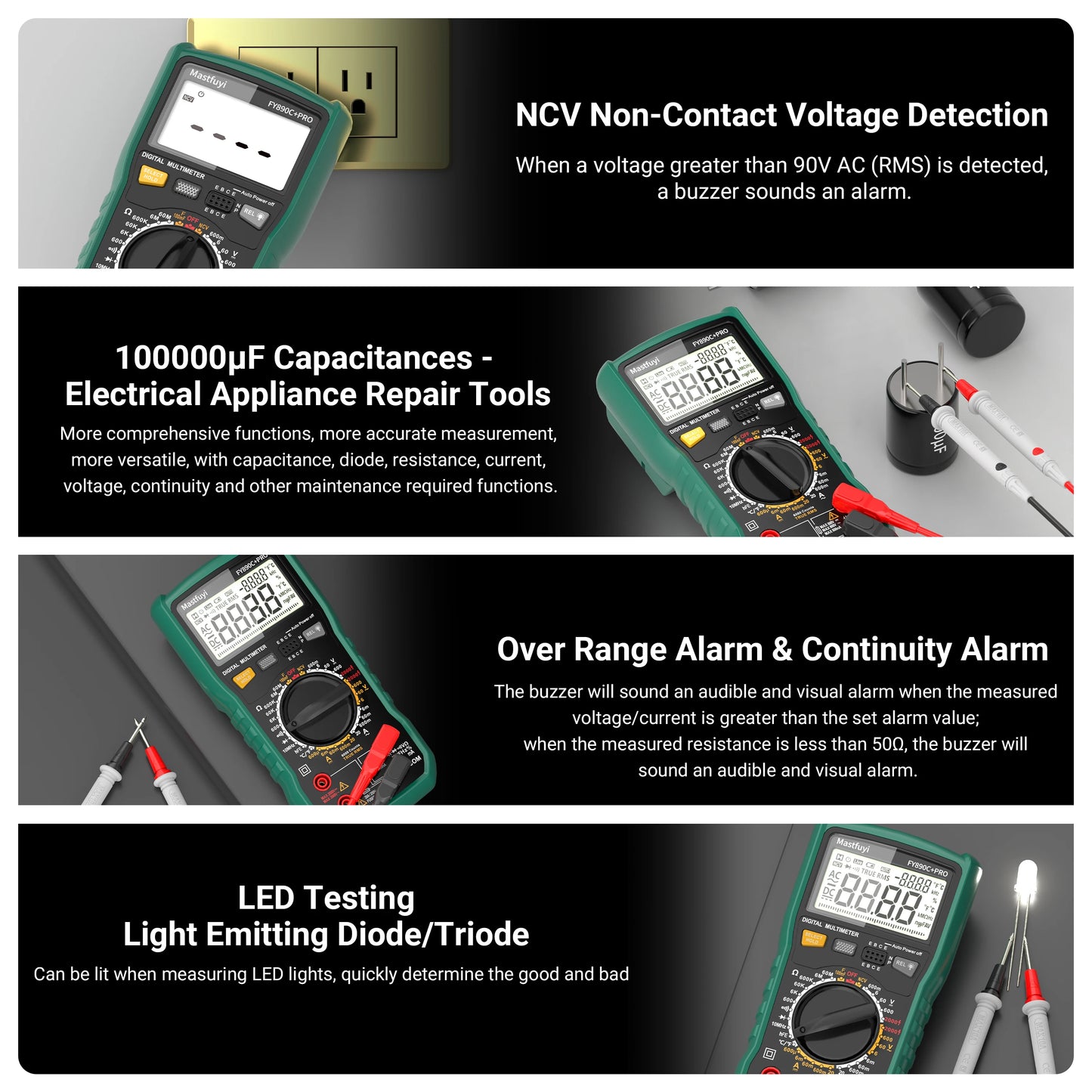 MASTFUYI 2000V 20A Extra-Large Range Digital Multimeter Photovoltaic Multimeter True RMS Multifunctional All-in-One Machine