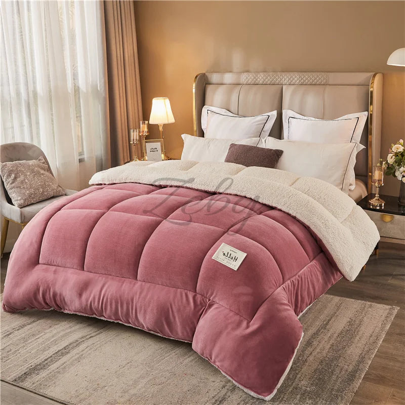 New Thicken Milk Fleece Winter Blanket Warm Artificial Lamb Cashmere Weighted Blankets for Bed Soft Warmth Comforter Duvet Core
