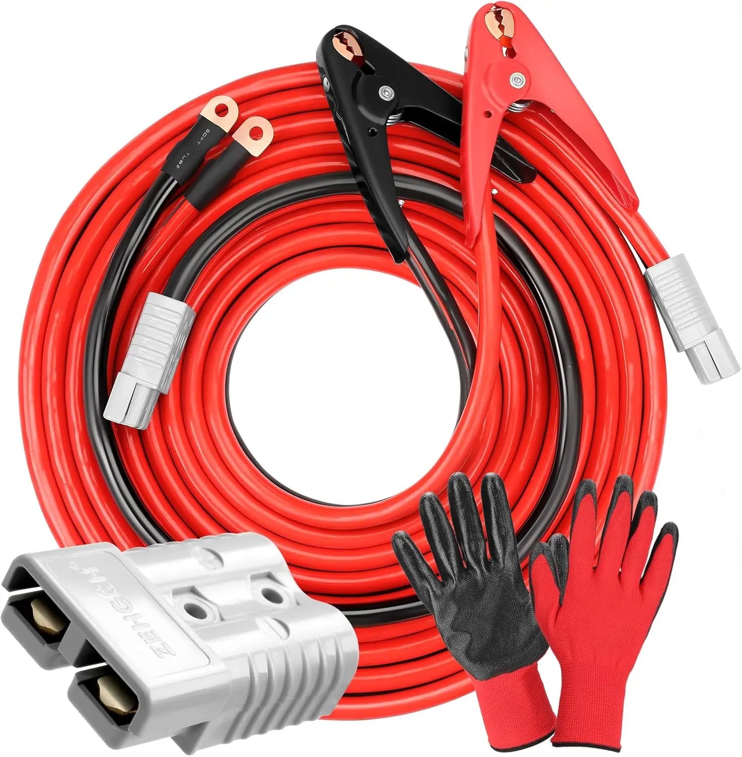 Heavy Duty Jumper Cables 1/0 Gauge 1500A, 20ft, with Quick Connect & Installation Kit for Cars SUV Trucks up to 8L Gas & 6L Dies