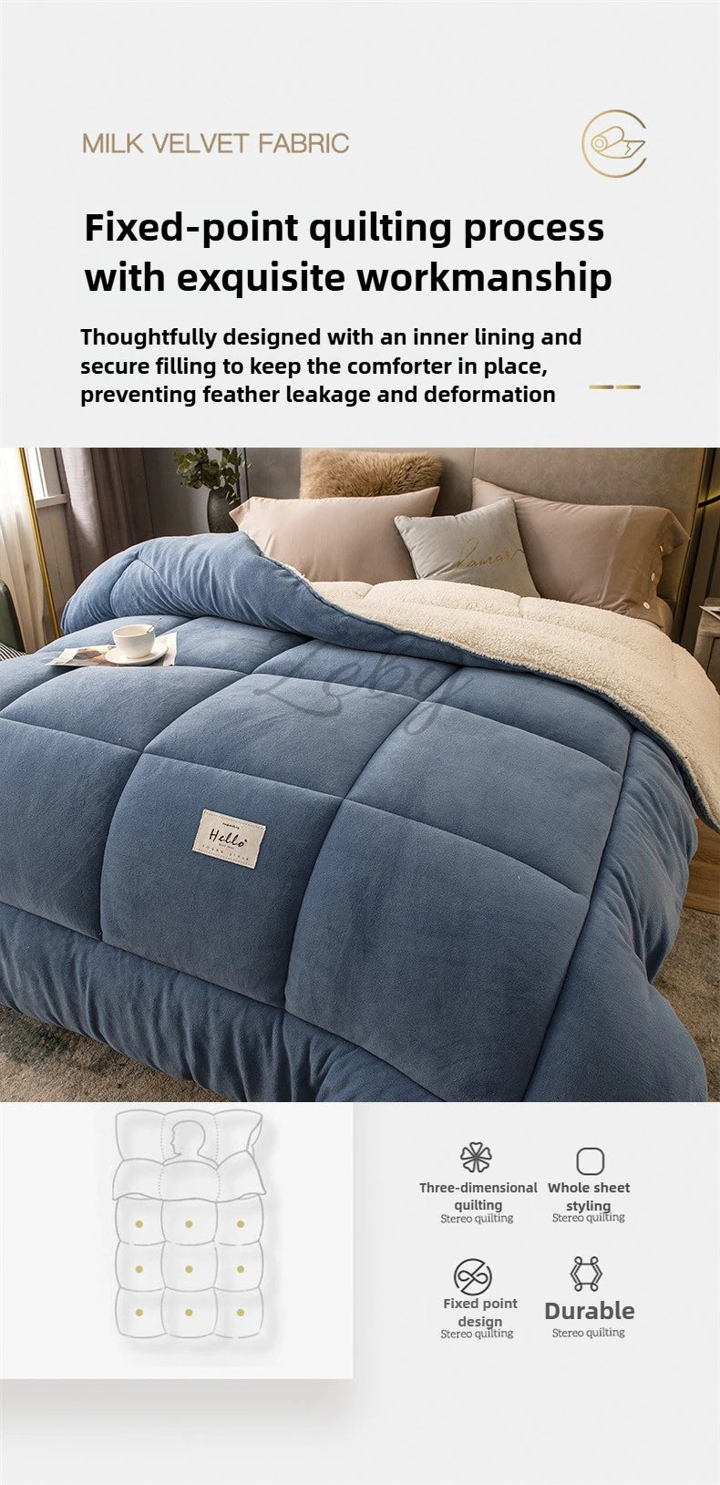 New Thicken Milk Fleece Winter Blanket Warm Artificial Lamb Cashmere Weighted Blankets for Bed Soft Warmth Comforter Duvet Core