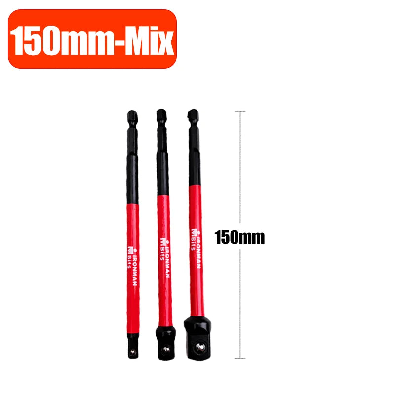Impact Socket Adapter 1/4" 3/8" 1/2" Square Socket Driver Extension Bit Power Tools Hex Shank Impact Driver Socket Adapter
