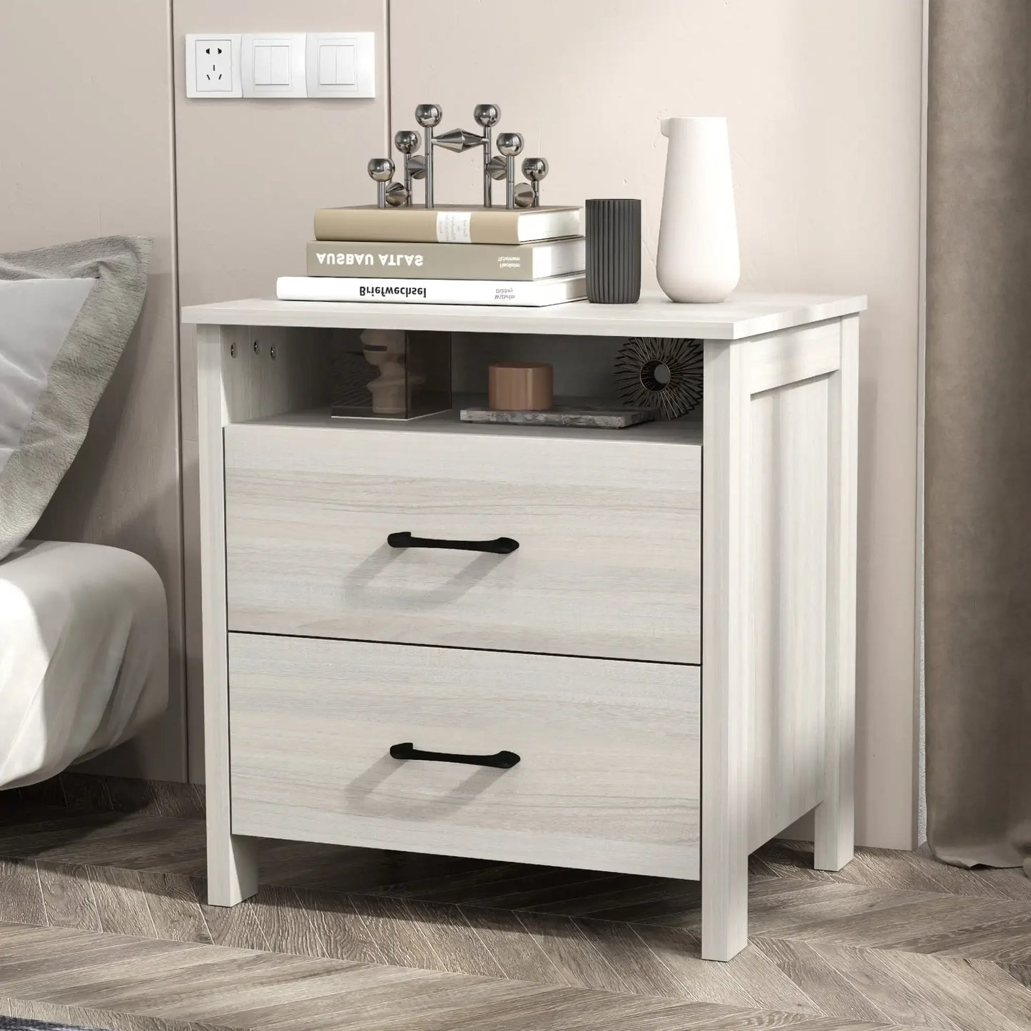 Modern Farmhouse Nightstand Set of 2 Rustic End Tables