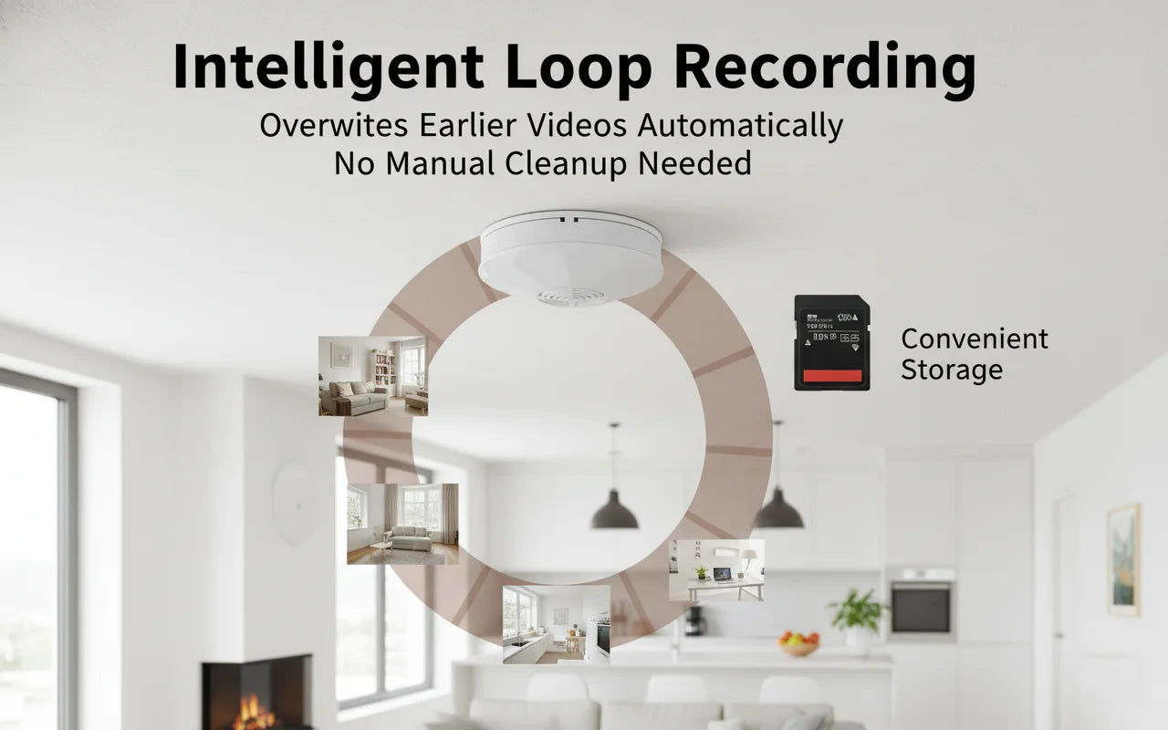 Mini Security Camera 1080P HD, WiFi Remote View, Motion Detection & Recording, Ceiling-Mounted for Home/Office/Hotel Indoor Use