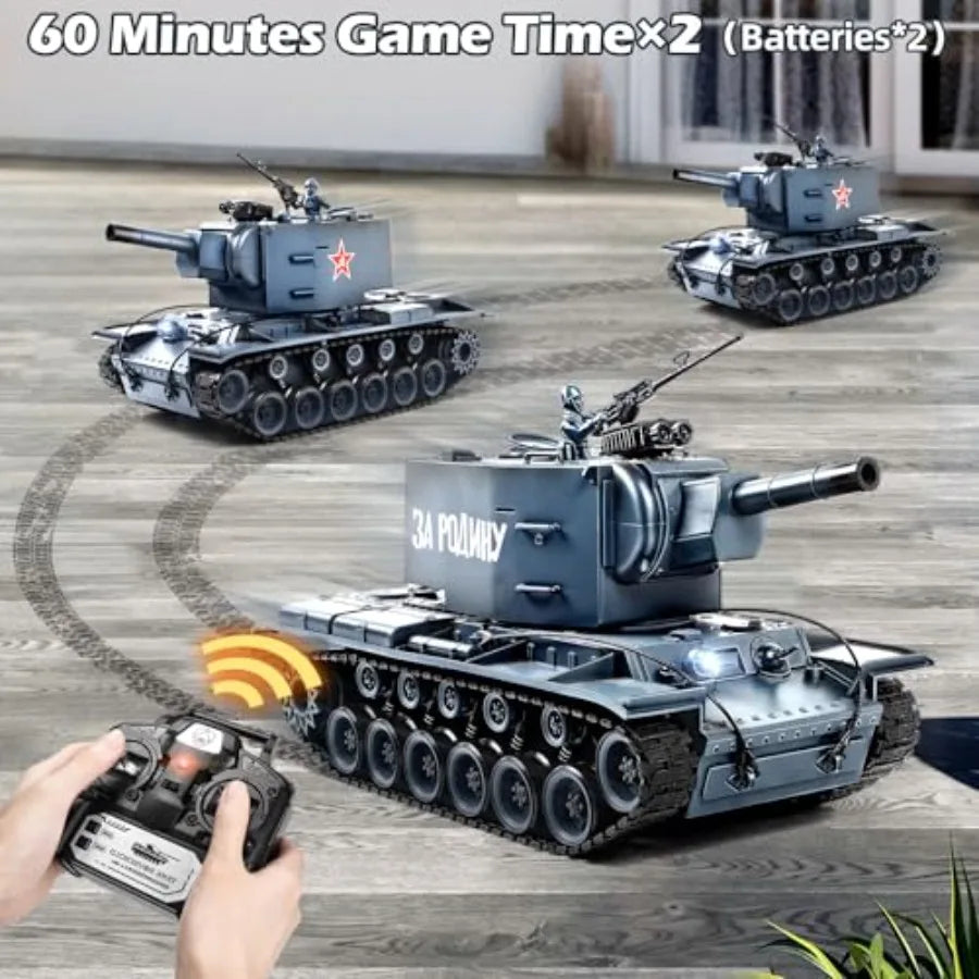 1:18 RC Tank for Adult and Kid 2.4G Soviet Union KV2 Model Toys RC Vehicle Tank That Shoots BBS with Smoke Lights Sound and Rec