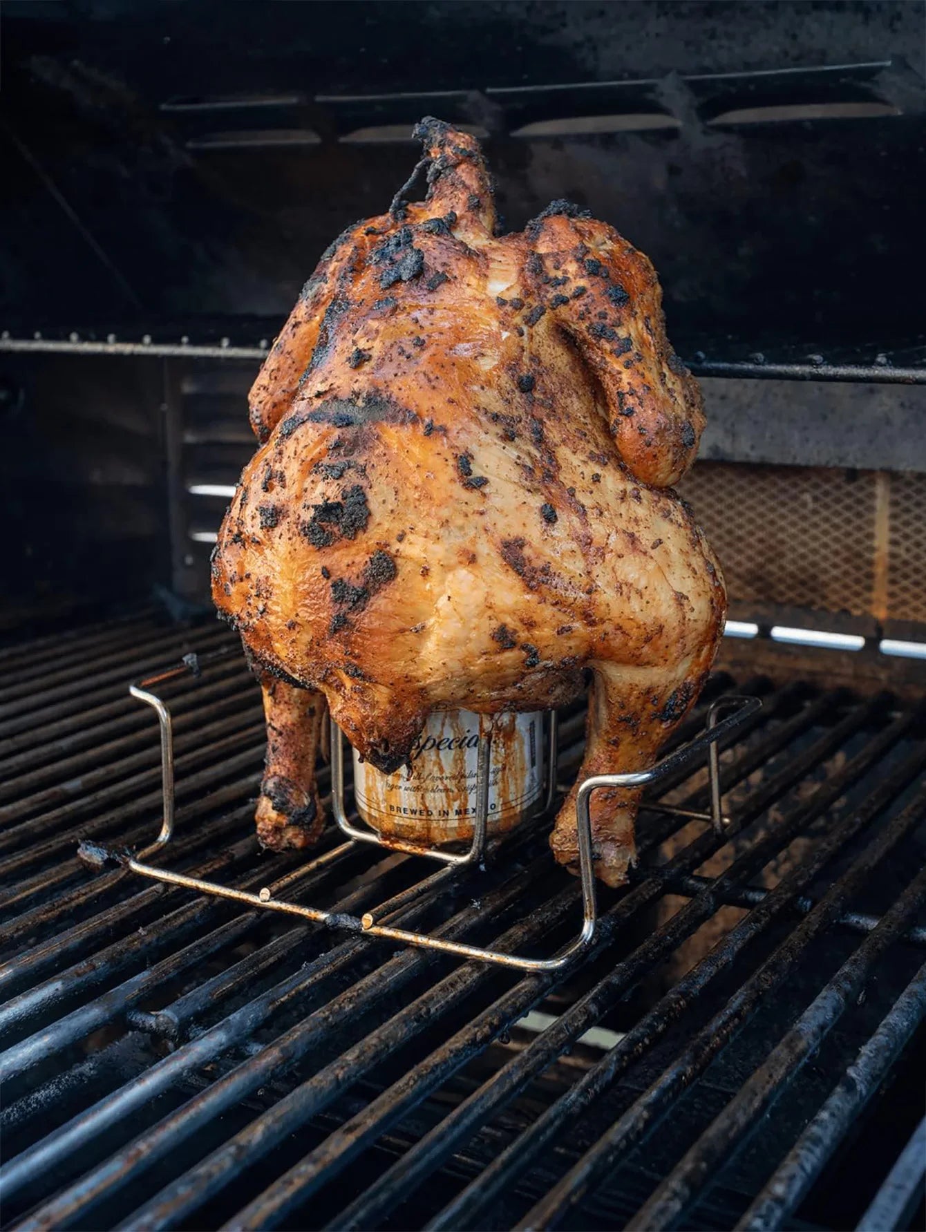 Beer Can Chicken Holder for Grill and Smoker, Premium Grade Stainless Steel Beer Chicken Stand with Handle