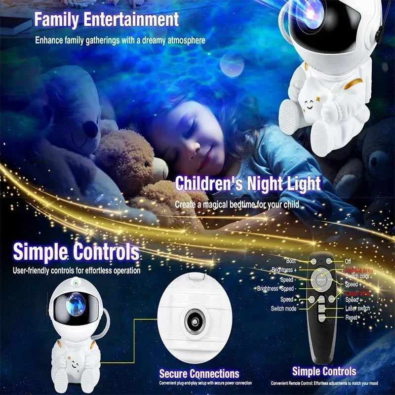 Galaxy Light Projector Featuring Various Nebula Settings, an Astronaut Design with Remote Control, Perfect for Bedroom Ambiance, Room Decoration, Parties, And an Excellent Gift for Friends During Halloween And Christmas Child