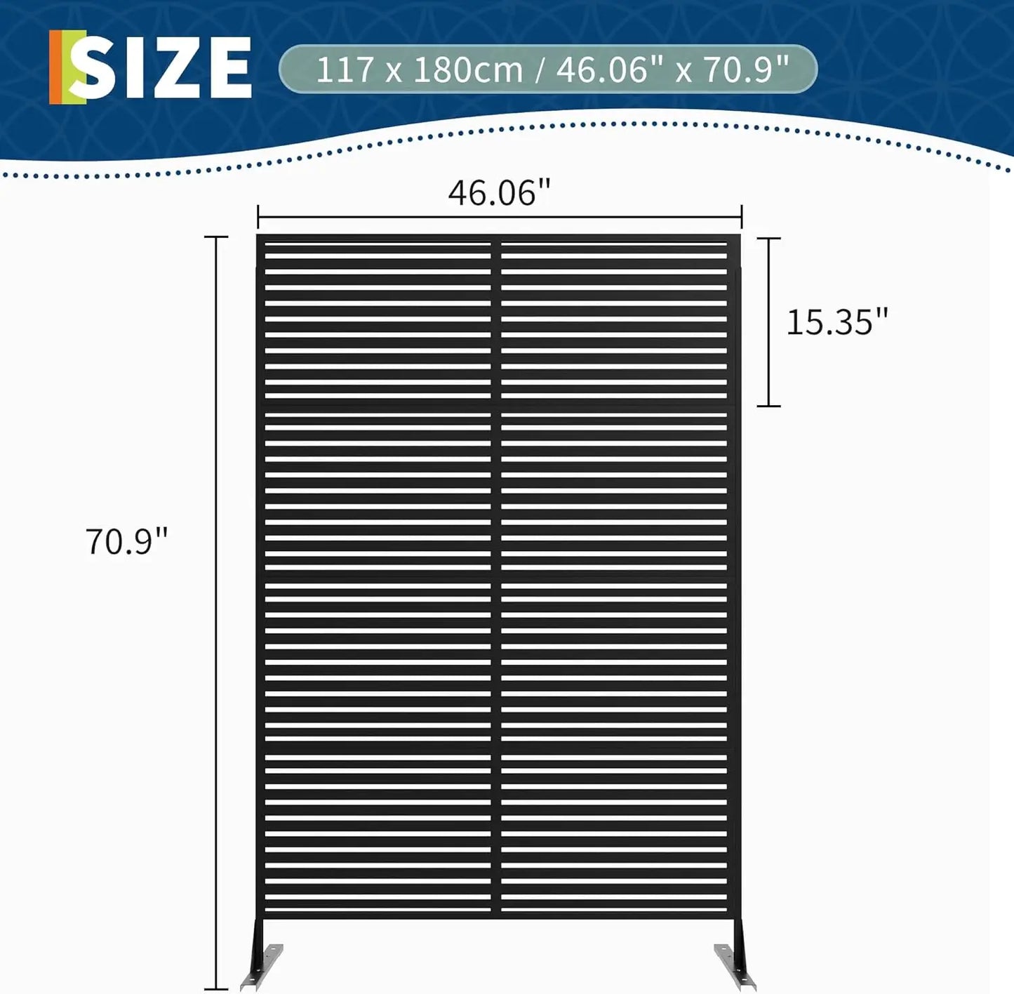 Decorative Wrought Privacy Screen – Easy Snap-Together Room Divider for Indoor/Outdoor Use, Breathable Wind-Resistant Partition