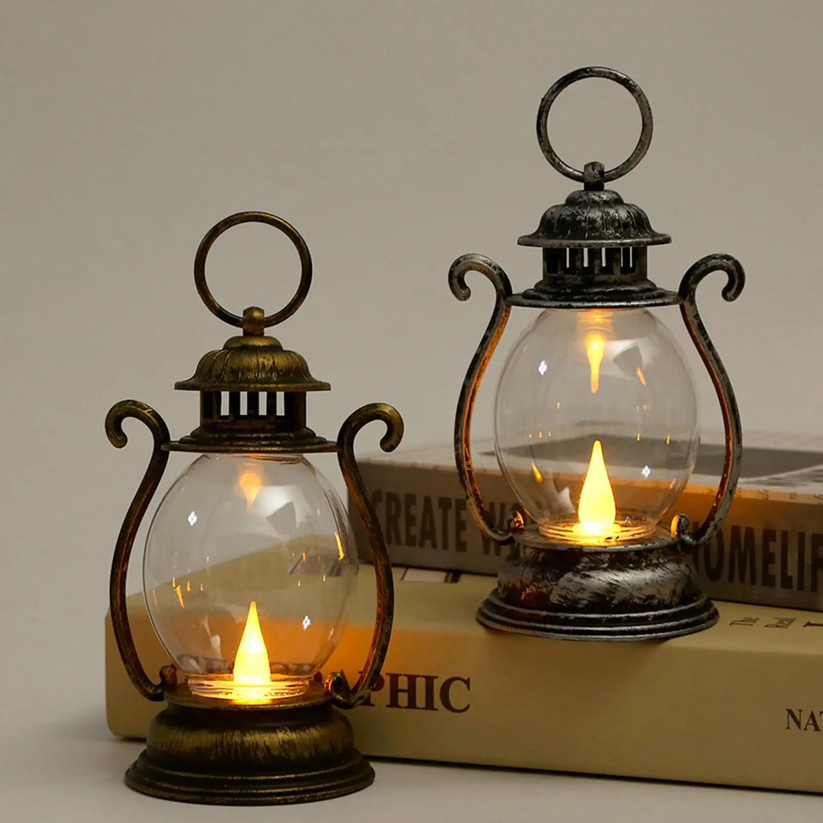 Retro Desk Lamp Battery Powered LED Retro Portable Lantern Home Decor Lights LED Tent Light For Living Room Patio Festival Decor