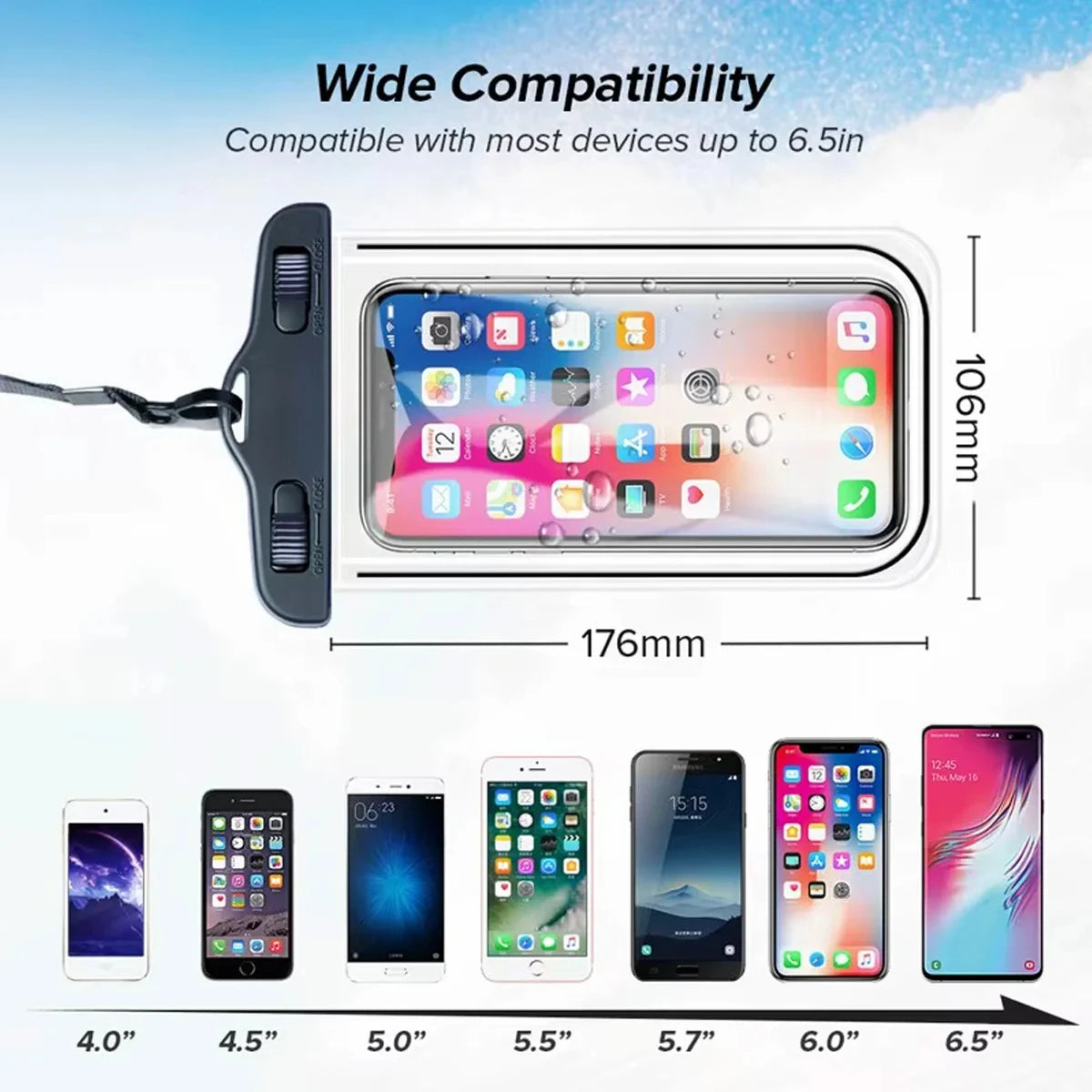 Transparent Waterproof Mobile Phone Pouch Neck Hanging Touchable Water Proof Case Outdoor Beach Swimming Phone Storage Sleeve