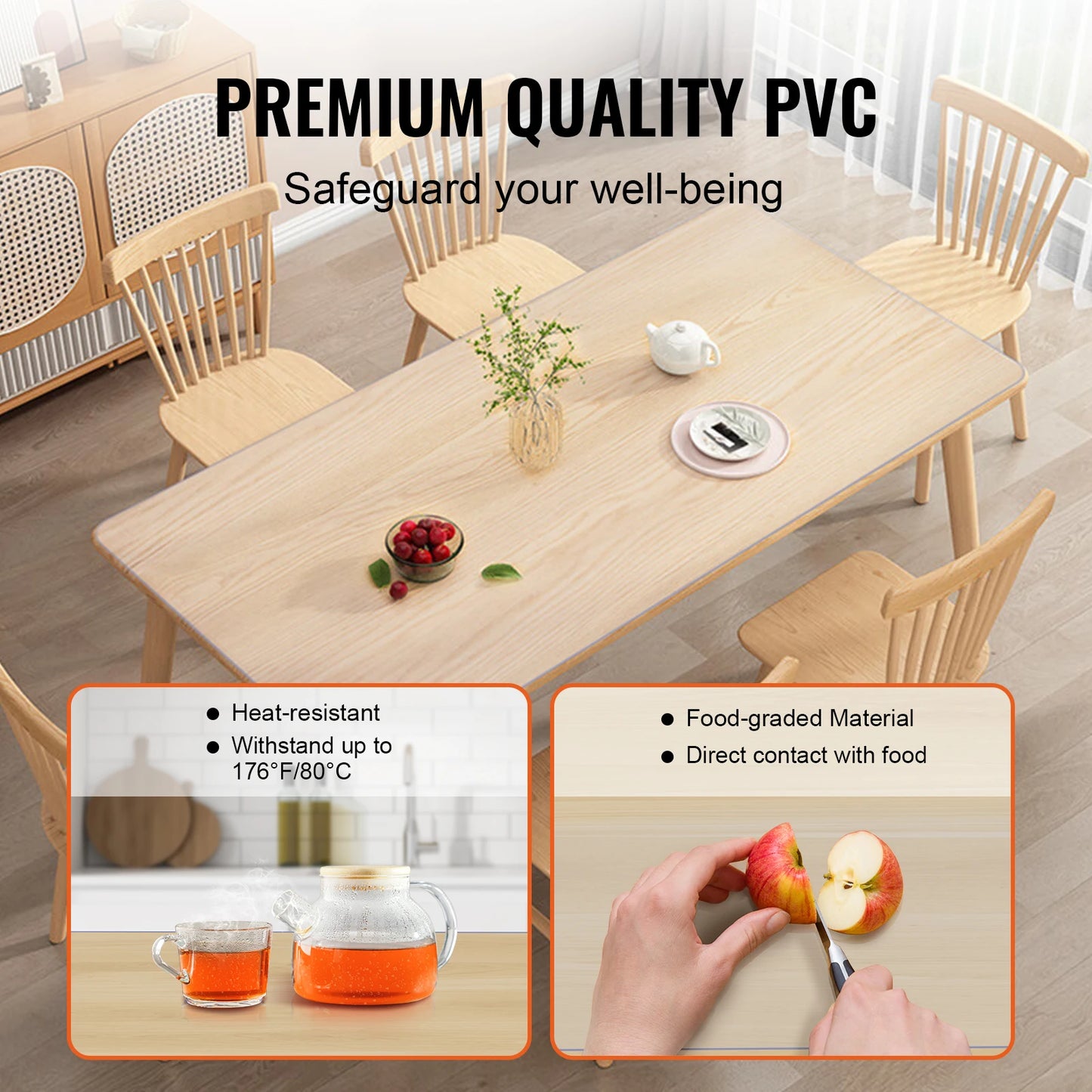 Clear Waterproof Pvc Tablecloth Protective Dining Cover