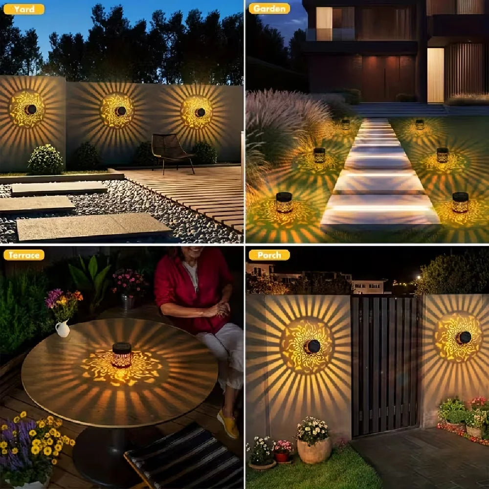Outdoor LED Solar Fences and Wall Lights, Metal Mandala Lights, for Gardens, Lawns, Estates, Fences, Corridors, Lawns, Porches