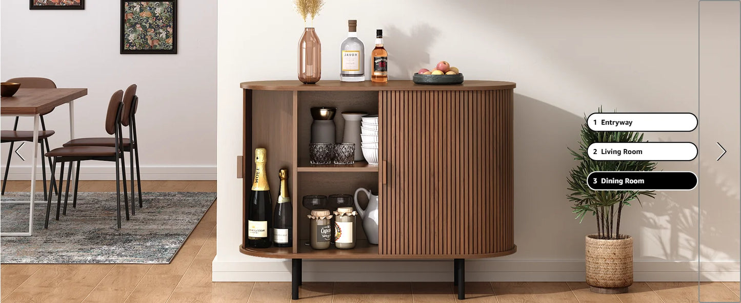 40" Modern Sideboard Buffet Cabinet with Storage - Sliding Door & Adjustable Shelves, Coffee Bar Console for Kitchen/Entryway