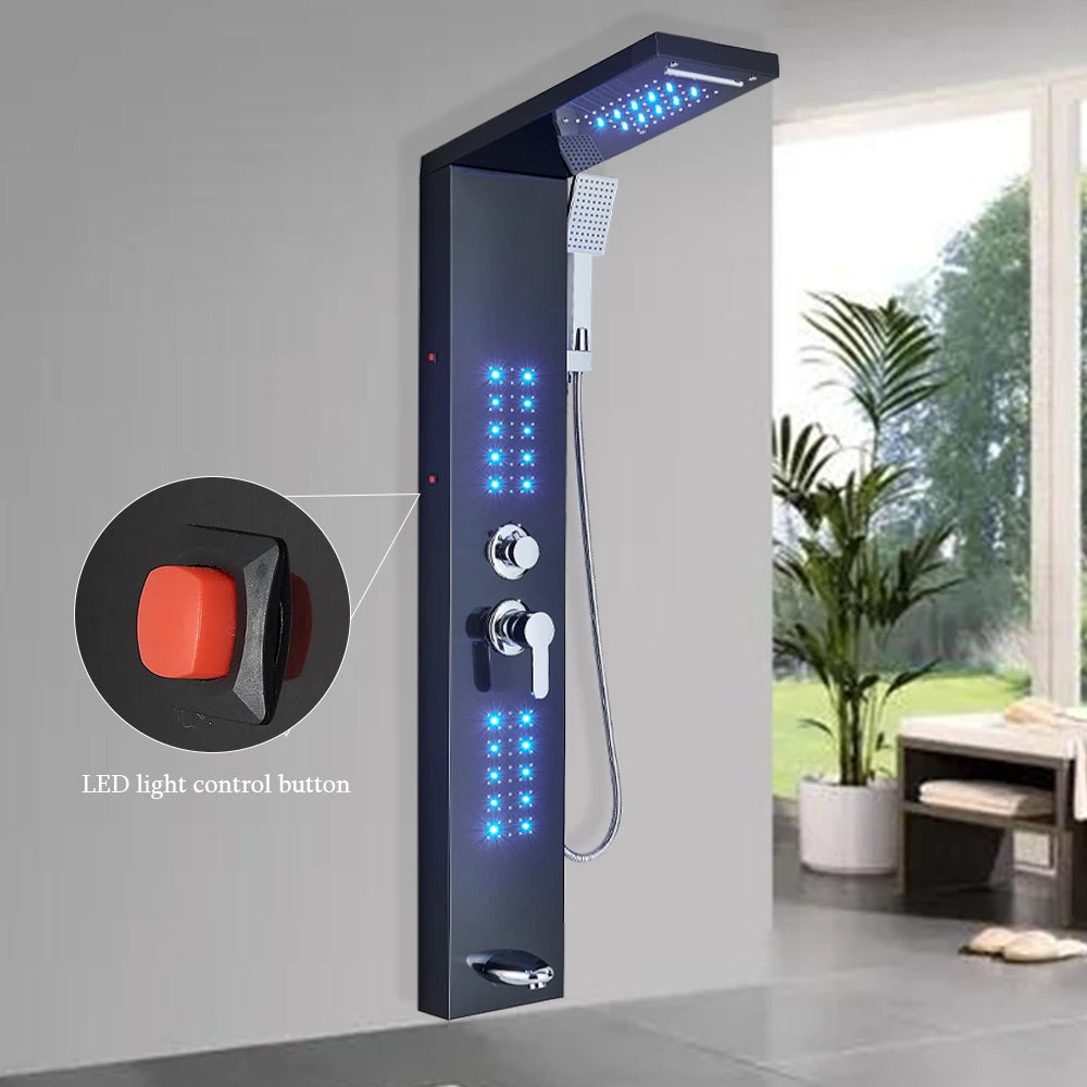 LED Shower Panel Spa Massage Jet Rain Shower System