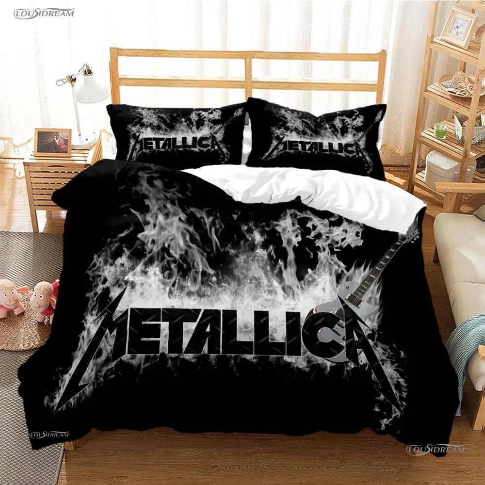 Heavy Metal Music Casal All Season Duvet Cover Comforter Bedding Sets Soft Quilt Cover and Pillowcases Single/Double/Queen/King