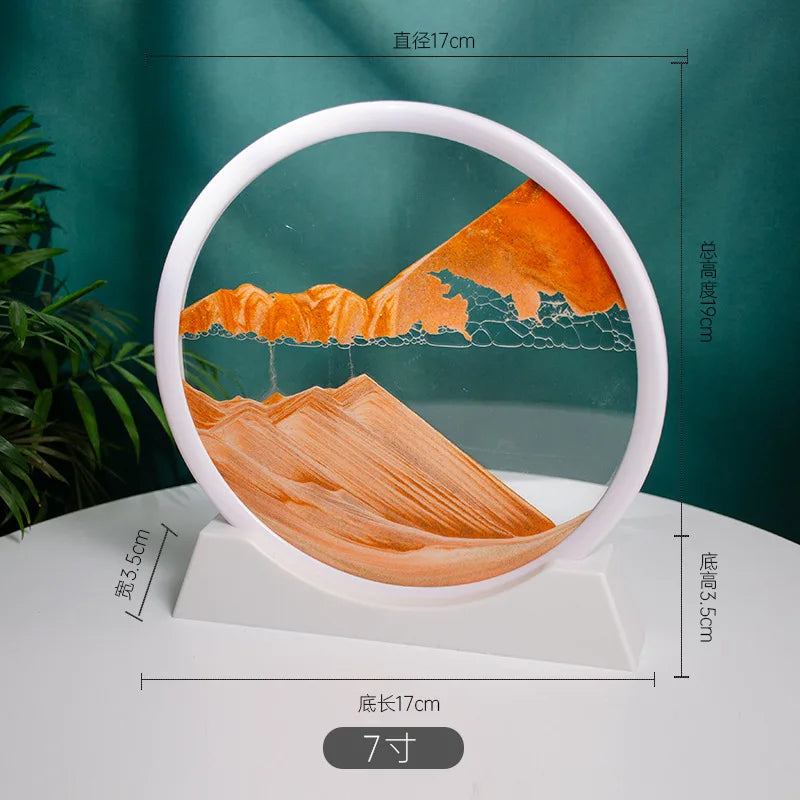 7/12inch Moving 3D Sand Art Picture Round Glass Hourglass Deep Sea Sandscape In Motion Display Flowing Sand Frame For home Decor