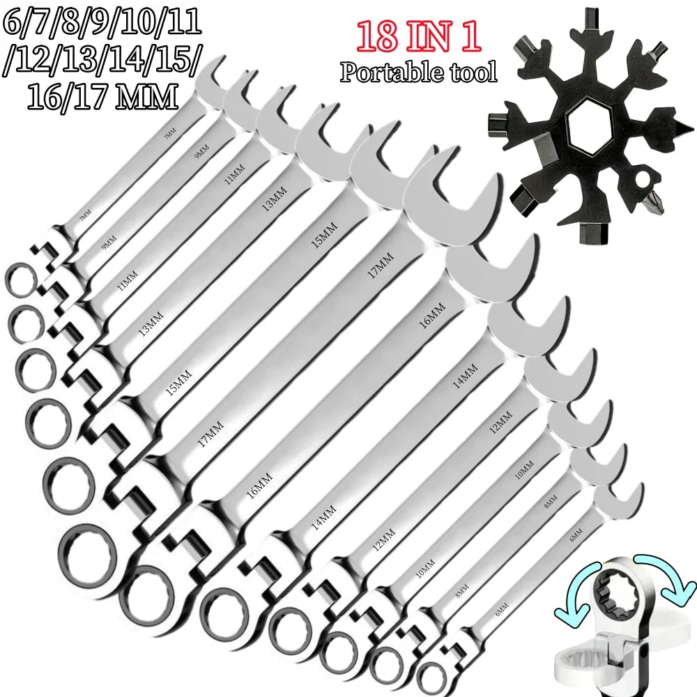 Ratcheting Wrench Set Metric Hand Tools For Car Repair