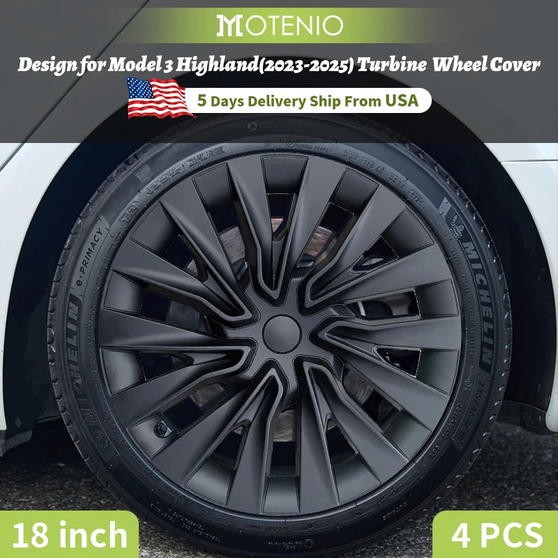 4PCS Wheel Cap 18 Inch Turbine Automobile Hubcap for Tesla Model 3 Highland 2024-2026 Hub Cap Performance Replacement for Tesla