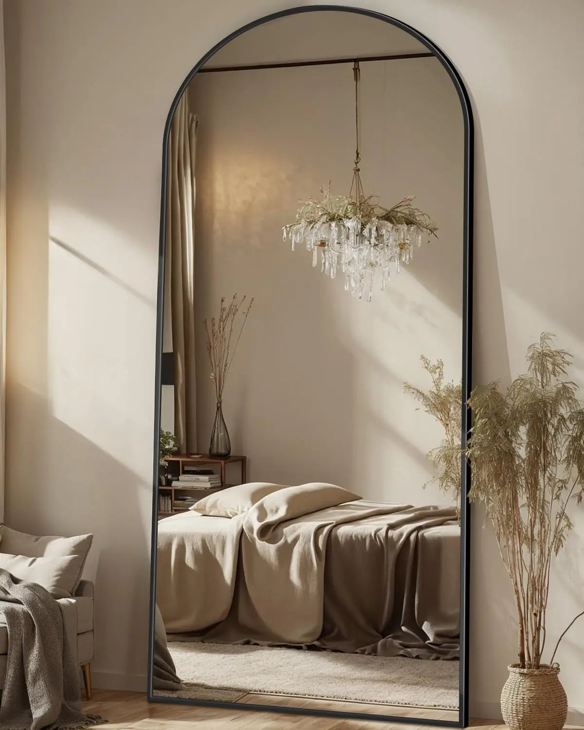 Full Length Mirror, 71"x28" Floor Mirror, Arched Floor Standing Freestanding Arch Full Body Mirrors with Stand for Bedroom