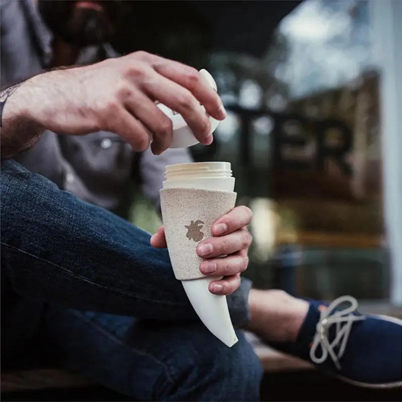 1Pc Stainless Steel Goat Horns Thermos Mug Coffee Cup Insulation Vacuum Flask Couple Traveling Hot Water Tea Cup