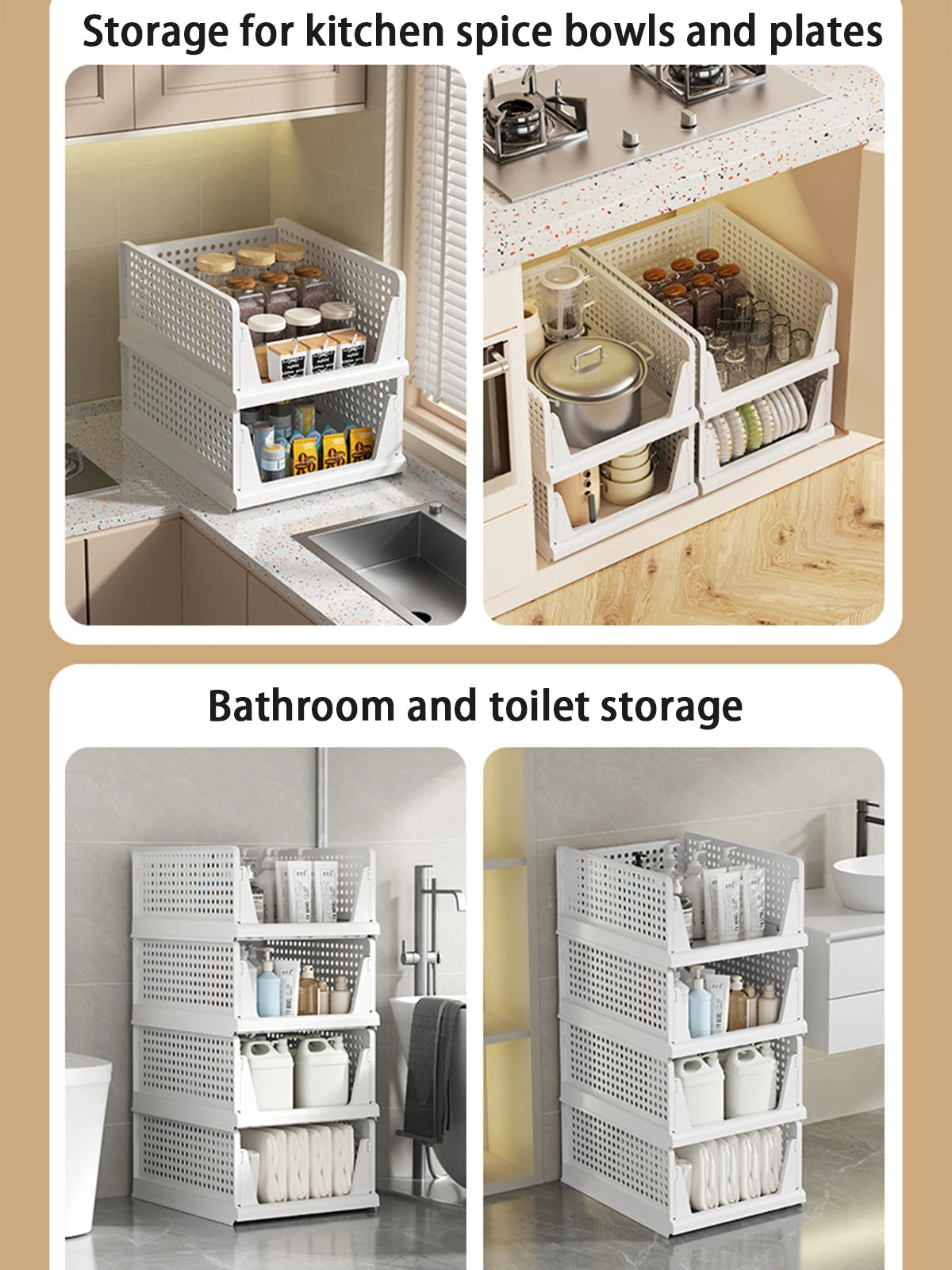 Stackable Storage Basket Plastic Folding Closet Organizers Storage Box Wardrobe Drawer Units layered Partition Storage rack