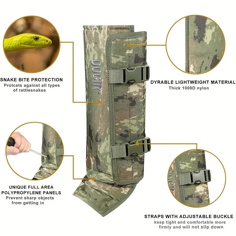 Snake Proof Gaiters Snake Gaiters Waterproof Snake Bite Protection Leg Guards, Adjustable Anti-Abrasion Outdoor Gaiters for M