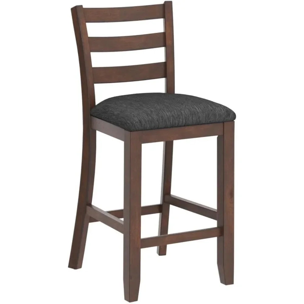 Counter Height Bar Stools Set of 2 Bar Stools Counter Stools with Back, Rubberwood Legs & Grey Fabric Cushion Customized