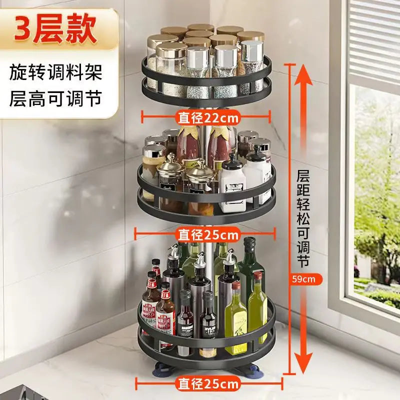 Rotating Spice Rack Organizer for Seasonings and Jars